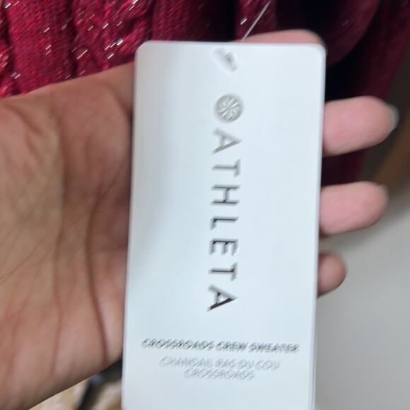 NWT Athleta decadent red metallic crew neck sweater - Picture 11 of 13